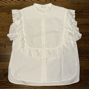 HELMUT LANG RUFFLE BIB SLEEVELESS TOP